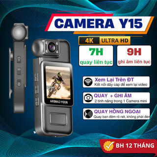 Camera Y15 Quay Phim 4K Cầm Tay Nhỏ Gọn, Siêu Nét, Ghi Âm 1 Chạm, Chống Rung Kết Nối Điện Thoại OTG