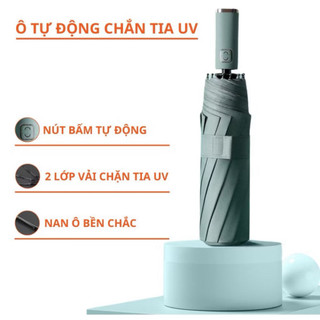 [Hàng giới hạn ] Ô gập tự động có đèn LED tay cầm chống thấm nước – Dù đi mưa nắng 3 lớp siêu bền mở đóng một chạm