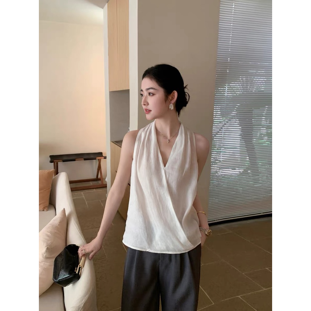 𝗩𝗶vi - Áo Linen cổ yếm tà chéo BEELY