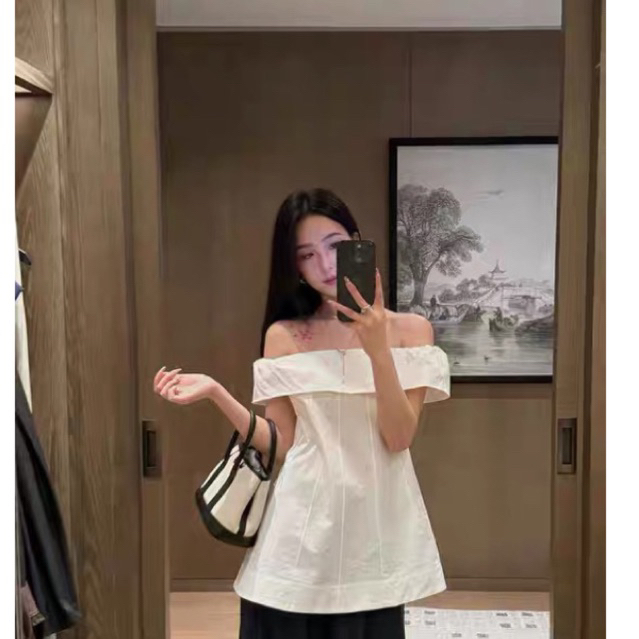𝗡𝗲𝗹𝗹𝘆 - Áo Linen Trễ Vai S/M BEELY