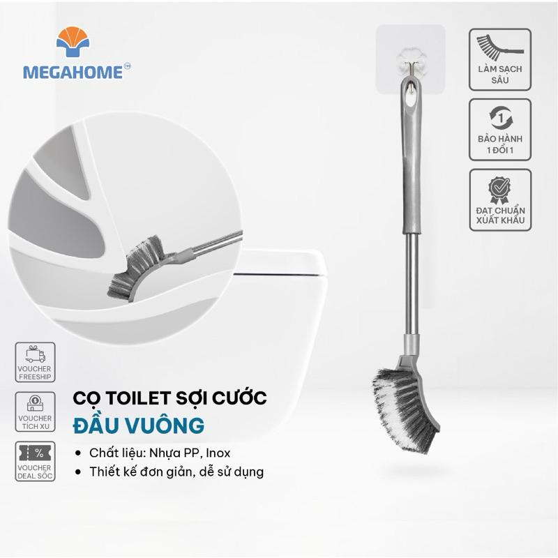 [HỎA TỐC] Tổng Hợp Các Loại Cọ Cước Chà Bồn Cầu, Toilet, Nhà Vệ Sinh Megahome Cán Inox Cầm Tay Cứng Chắc, Cao Cấp