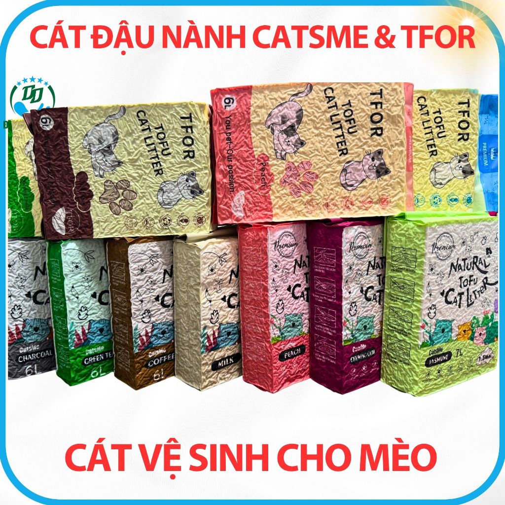 Cát Vệ Sinh Cát Đậu Nành Cho mèo Natural Tofu Cat Litter Cats Me 6L - 7L & TFOR TOFU CAT LITTER 6