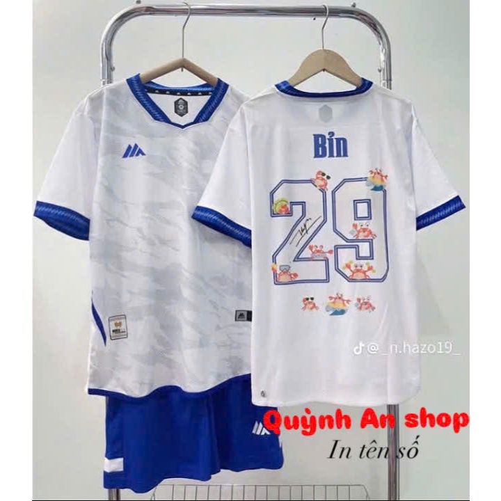 Bộ quần áo bóng đá MK Cổ Xanh in tên số theo yêu cầu-Áo bóng đá,đồ đá banh chất liệu thun, mè