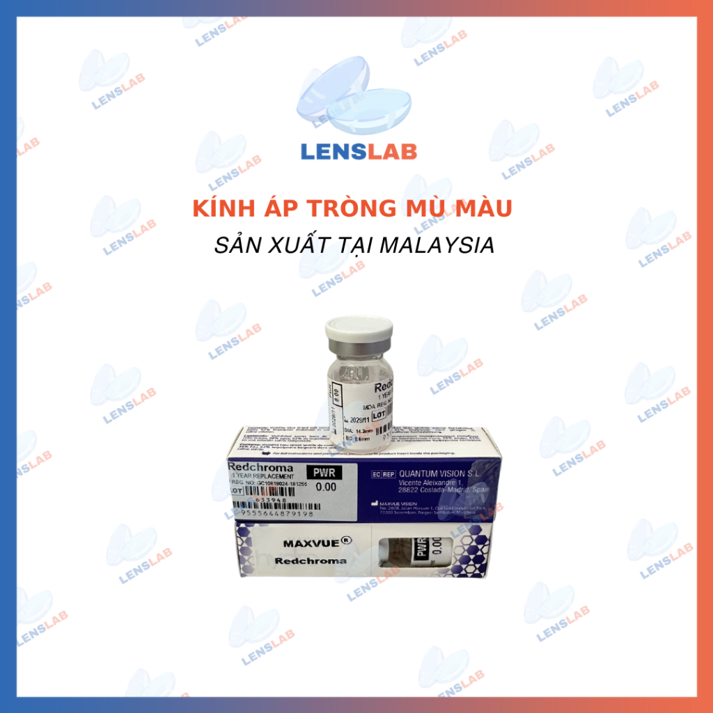 1 Miếng - Kính Áp Tròng Mù Màu Đỏ và Xanh Maxvue
