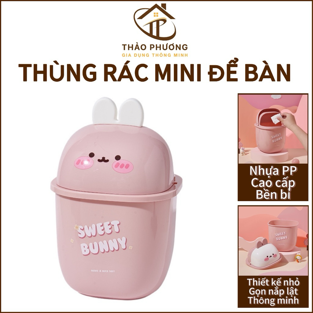 Thùng Rác Mini Để Bàn Có Nắp Lật Nhỏ Gọn Tiện Lợi, …