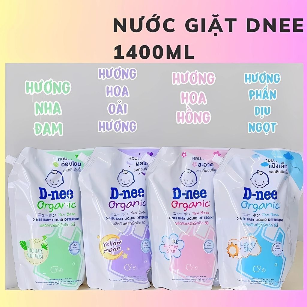 Combo 3 Túi Nước giặt Dnee túi 1400ml Thái Lan chính hãng, giặt xả an ...