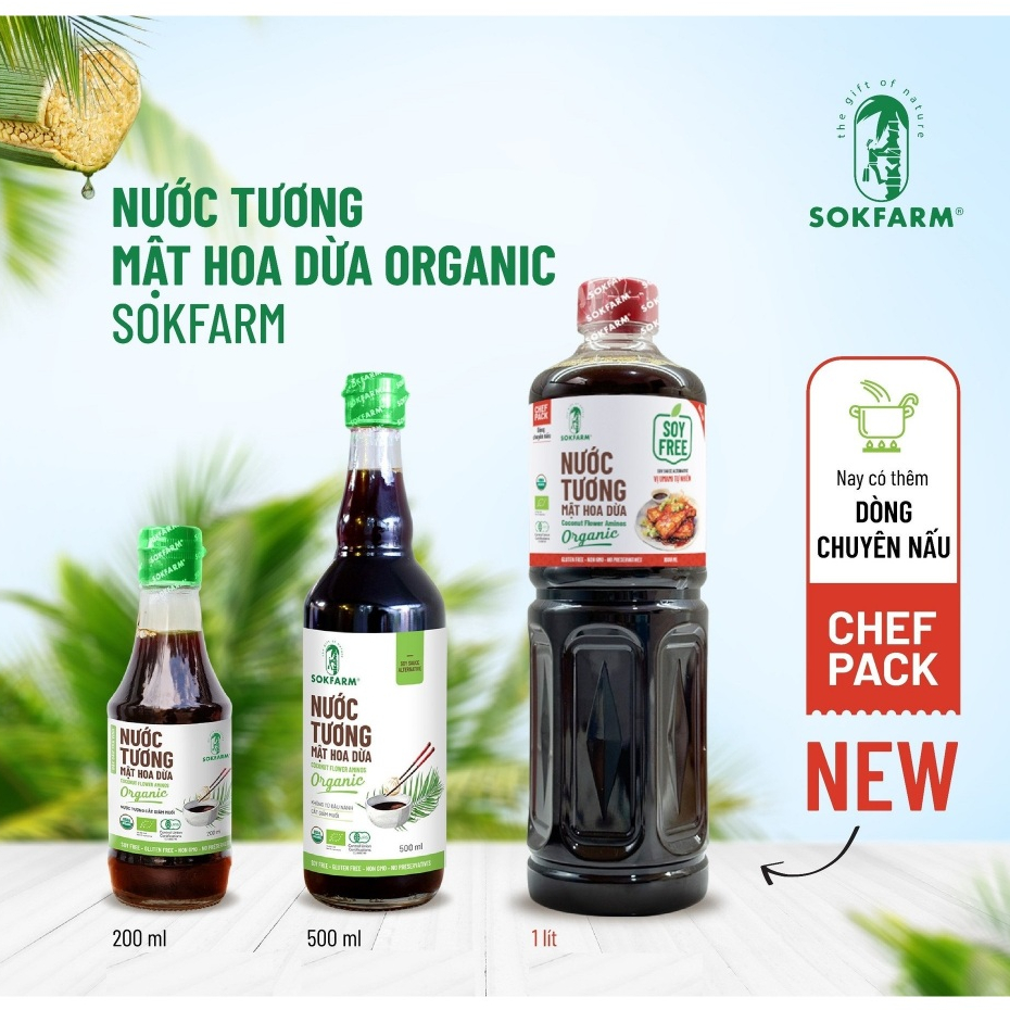 Nước Tương Mật Hoa Dừa Organic Sokfarm Vị UMAMI Tự Nhiên