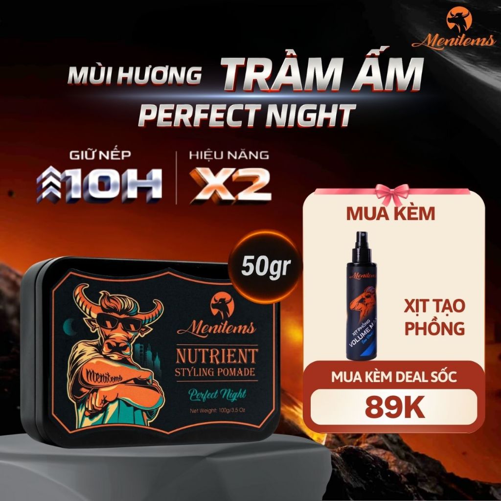 [ CHÍNH HÃNG ] Sáp vuốt tóc nam MENITEMS Perfect Night 50g Wax vuốt ...