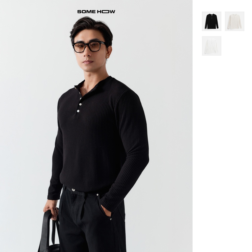 [New8] Áo Thun Nam Slimfit Henley Blend Wedding, Chất Vải Cotton Blend Thoải Mái, AT0323, SOMEHOW