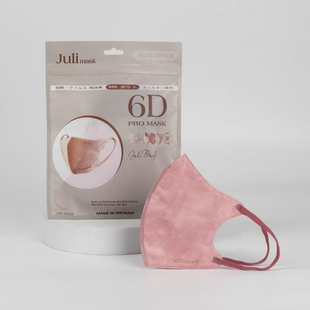 Set 100 chiếc Khẩu trang JULI 6D Promask Mix Đủ 6 Màu Trend,Kháng khuẩn, Qoai êm Thoải Mái