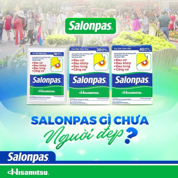 Cao Dán SALONPAS - Gói 10 miếng Đau vai, đau lưng, đau cơ, mỏi cơ, đau khớp, bầm tím, bong gân