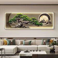 Tranh 3D Led OHA Decor Hươu Phú Quý Tài Lộc Tráng Gương Cao Cấp Trang Trí Phòng Khách