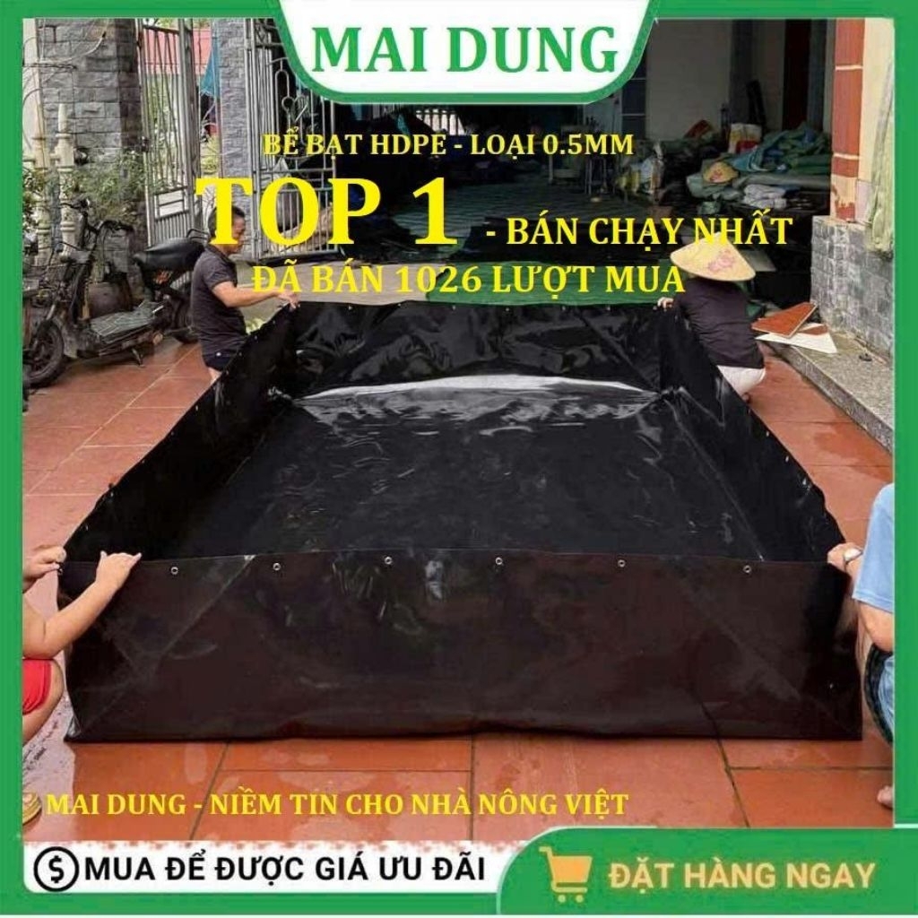 Bể Bạt Nuôi Ốc Ếch Cá Loại Dày 0.5mm Chất Liệu HDPE Cao Cấp Chống Dỉ Nước & Nhảy Độ Bền 5 Năm