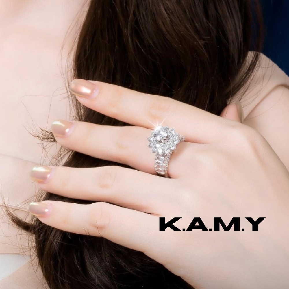 Nhẫn Nữ Đính Đá CZ Cao Cấp Xi Kim Sang Trọng – Nhẫn Thời Trang Lấp Lánh Phong Cách K.A.M.Y