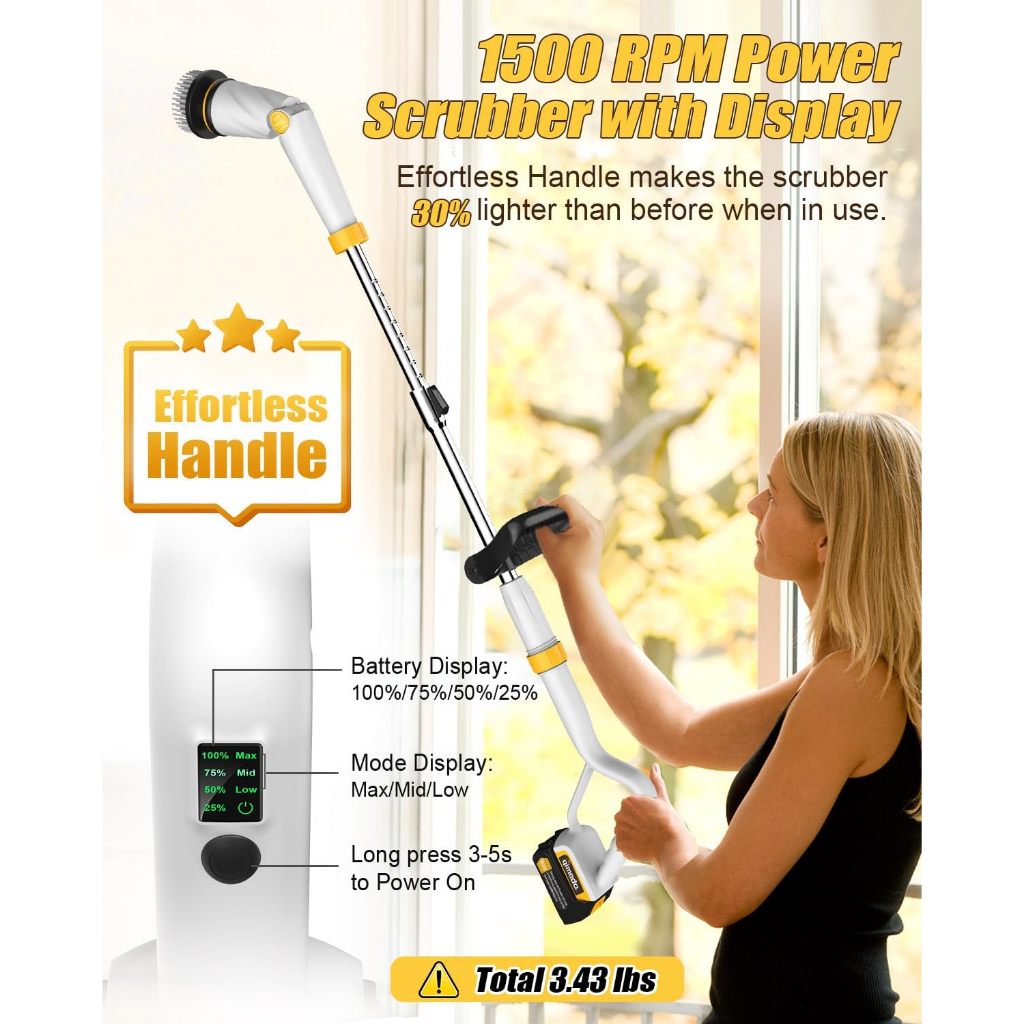 QIMEDO MÁY CHÀ SÀN ĐIỆN XOAY Q2 Pro - 1500RPM, MÀN HÌNH HIỂN THỊ, BỘ 8 BÀN CHẢI, VỆ SINH NHÀ TẮM/SÀN GẠCH KHÔNG DÂY
