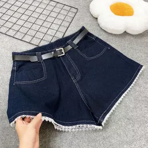 Quần Short Jean Bigsize Nữ Lưng Cao Co Giãn Viền Ren Xinh Cho Chubby 60–95kg Q565
