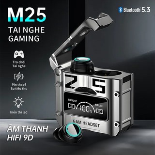 Tai nghe M25 Bluetooth V5.3, kết nối tốt hơn, giảm tiếng ồn tốt hơn, phù hợp với tai nghe chơi game