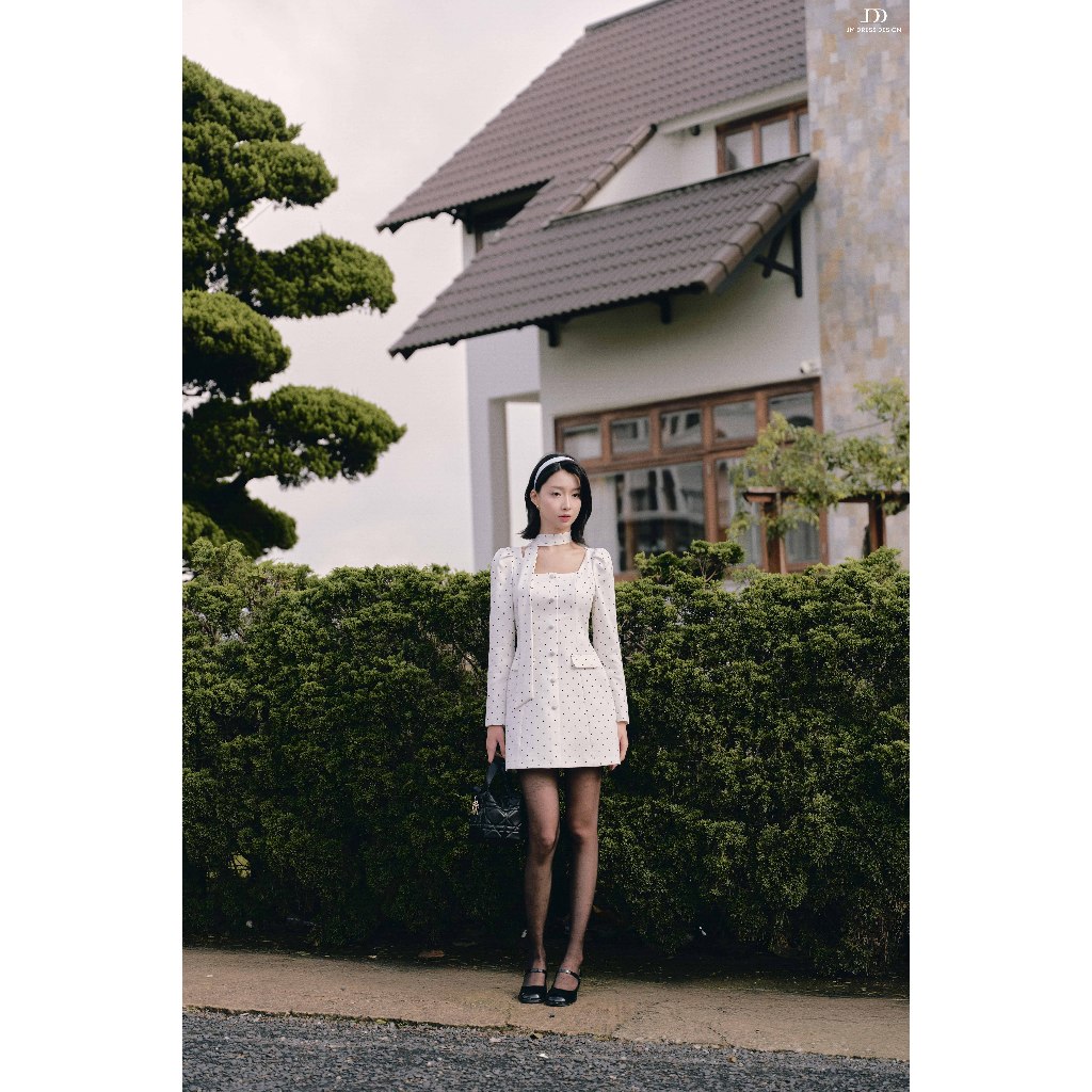 Đầm Blazer Cổ U Nhỏ Tay Bồng, Dây Thắt Cổ 1F05.2508K. Đầm Mini Dress Công Sở, Tiểu Thư, Dự Tiệc Thanh Lịch Thiết Kế JM