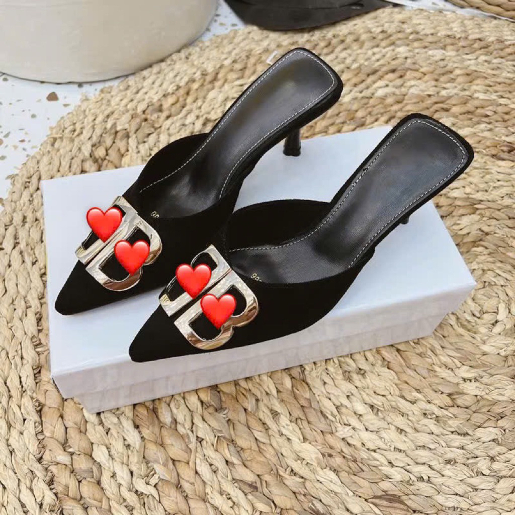 Sục Da lộn tag vàng gót cao 5cm