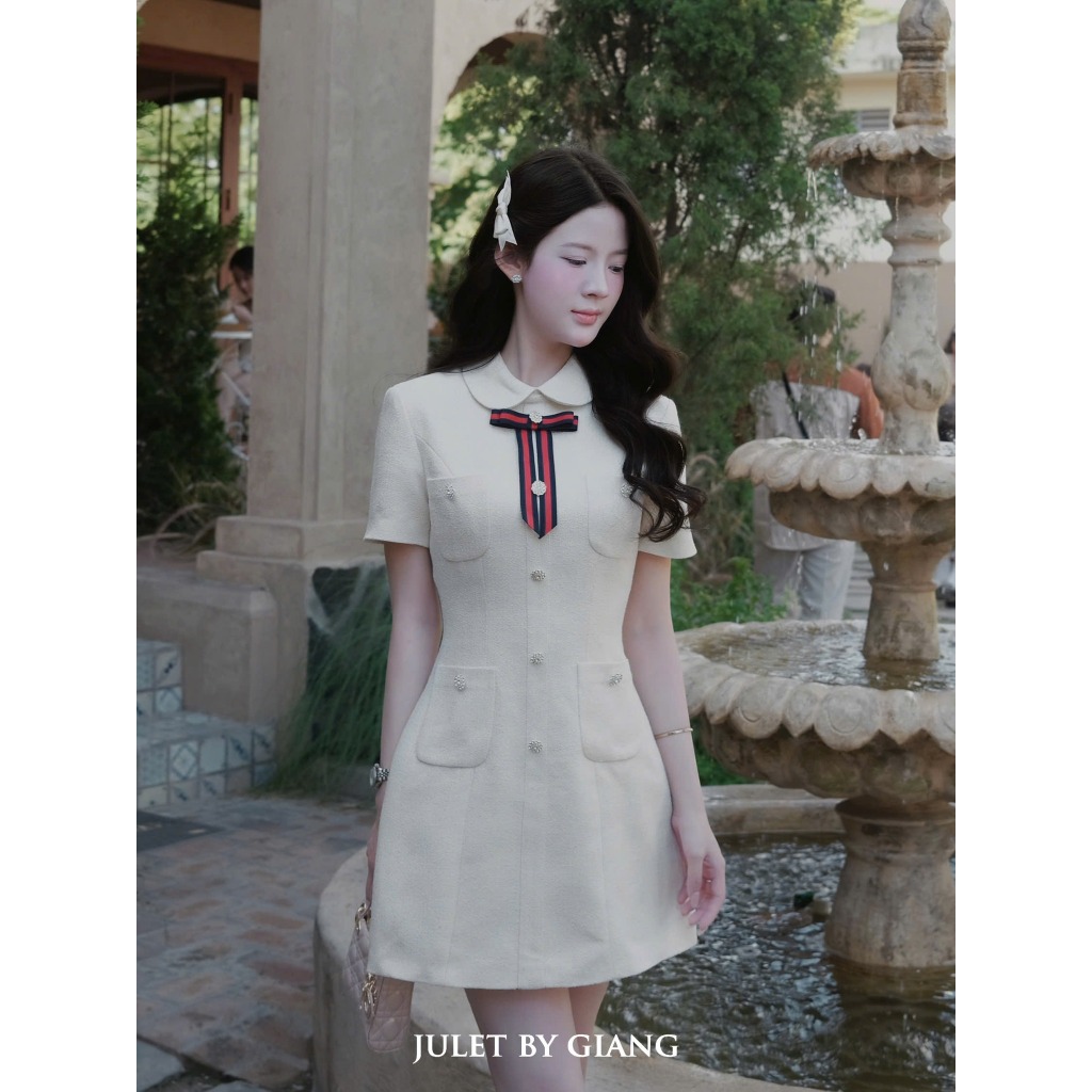 [JULETBYGIANG] Váy Tiểu Thư Sang Chảnh Juletbygiang Đầm thiết kế liền dáng chữ A Monte Dress chất TE