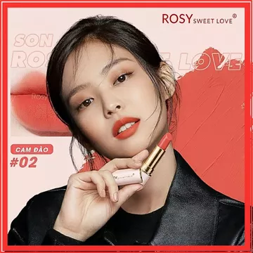 Son thỏi sáp ROSY SWEETLOVE hàng chính hãng, không chì, siêu lì, mềm môi, <MÀU CAM ĐÀO>