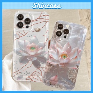 Ốp Lưng iPhone Hoa Sen Viền Thẳng Chống Sốc, Trong Suốt, Bảo Vệ Camera iP 7/8/X/XS/11/12/13/14/15/16/17/Plus/Pro/Max/Air