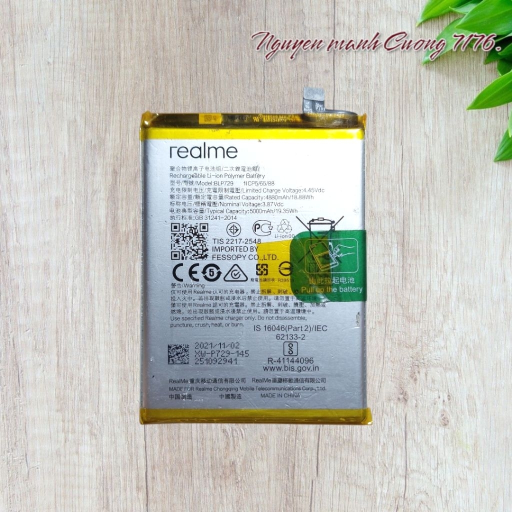Pin Realme 5, 5i, 5s, 6i , C3, C3i , C20, C21, C21Y, C25Y , Narzo 50i (BLP729) Bóc Máy Đã Qua Sử Dụng Hoạt Động Tốt