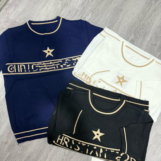 LT - Áo len nữ cổ tròn cộc tay mongtoghi chữ ngang ngực hình sao fom bo nhẹ free size 792