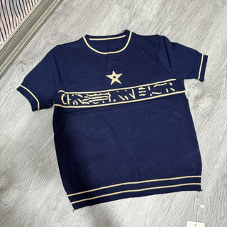 LT - Áo len nữ cổ tròn cộc tay mongtoghi chữ ngang ngực hình sao fom bo nhẹ free size 792