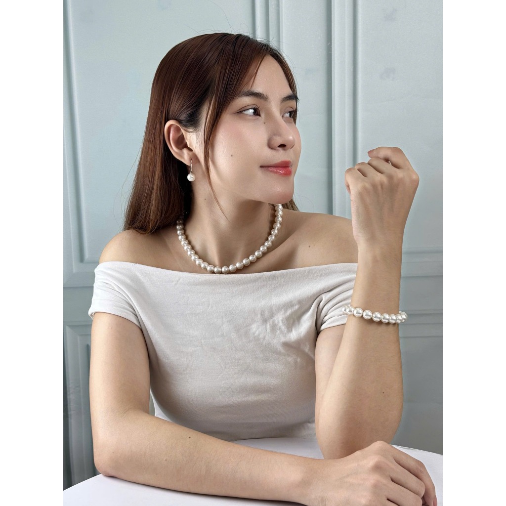 SET128 - Bộ trang Sức Ngọc Trai Cao Cấp  - Trai Tròn Đều Bóng Đẹp 9 li - Quà Tặng Mẹ và Bạn gái 20/10