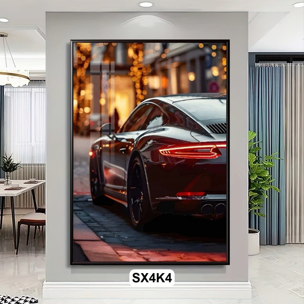 Tranh Siêu Xe Tráng Gương 4K – Tranh Treo Tường Có Khung Decor Phòng Khách, Gaming, Garage