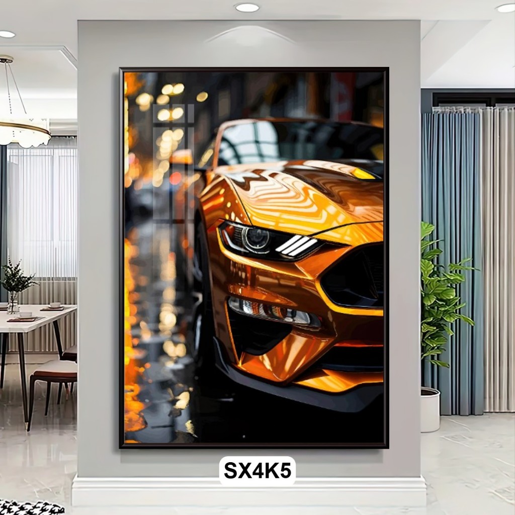 Tranh Siêu Xe Tráng Gương 4K – Tranh Treo Tường Có Khung Decor Phòng Khách, Gaming, Garage