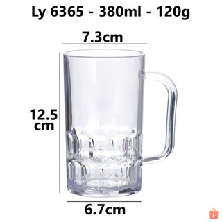 Cốc pháp 6B 380ml nhựa Việt Nhật có quai dáng đứng uống nước cà phê tiện lợi ms: 6365