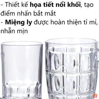 Cốc pháp 6B 380ml nhựa Việt Nhật có quai dáng đứng uống nước cà phê tiện lợi ms: 6365