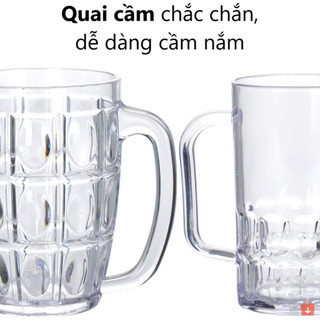 Cốc pháp 6B 380ml nhựa Việt Nhật có quai dáng đứng uống nước cà phê tiện lợi ms: 6365