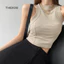 THEKIM Áo ba lỗ trơn croptop , áo 3 lỗ sát nách viền bo nách cổ ôm body A123