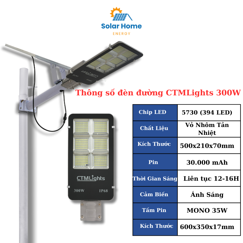 Đèn Năng Lượng Mặt Trời Bàn Chải 300W, 500W Vỏ Nhôm, Đèn Đường Mặt Kính Cường Lực Bền Bỉ, Bảo Hành 2 Năm