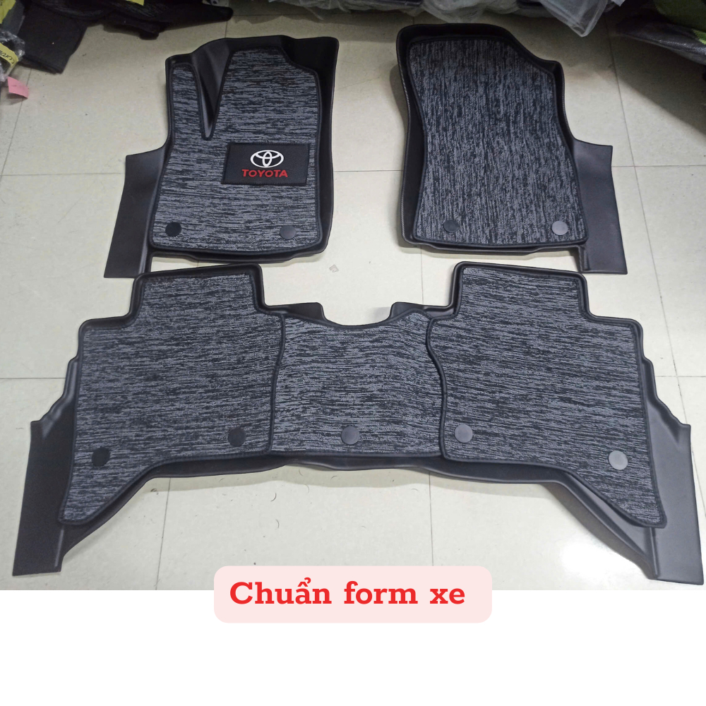 Thảm lót sàn NHỰA 5D TRÀN VIỀN xe Toyota Hilux 2016 - 2025 Thảm NHỰA TPE 5D đúc nguyên khối theo xe - 2 hàng