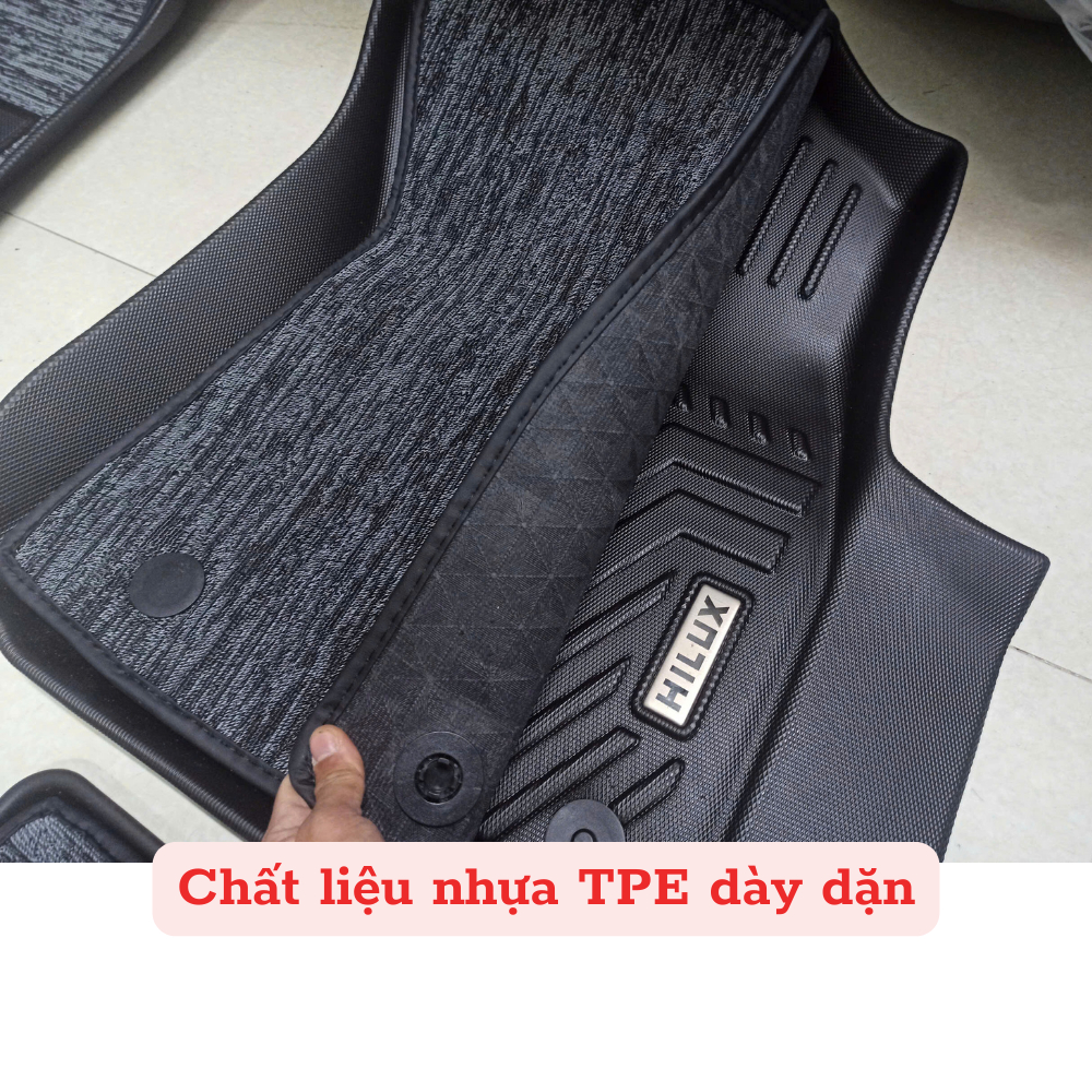 Thảm lót sàn NHỰA 5D TRÀN VIỀN xe Toyota Hilux 2016 - 2025 Thảm NHỰA TPE 5D đúc nguyên khối theo xe - 2 hàng