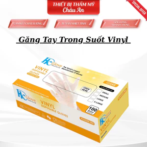Găng tay trong suốt Vinyl, Găng tay không bột siêu dai chuyên dùng spa, phun xăm thẩm mỹ, dưỡng sinh, gội đầu