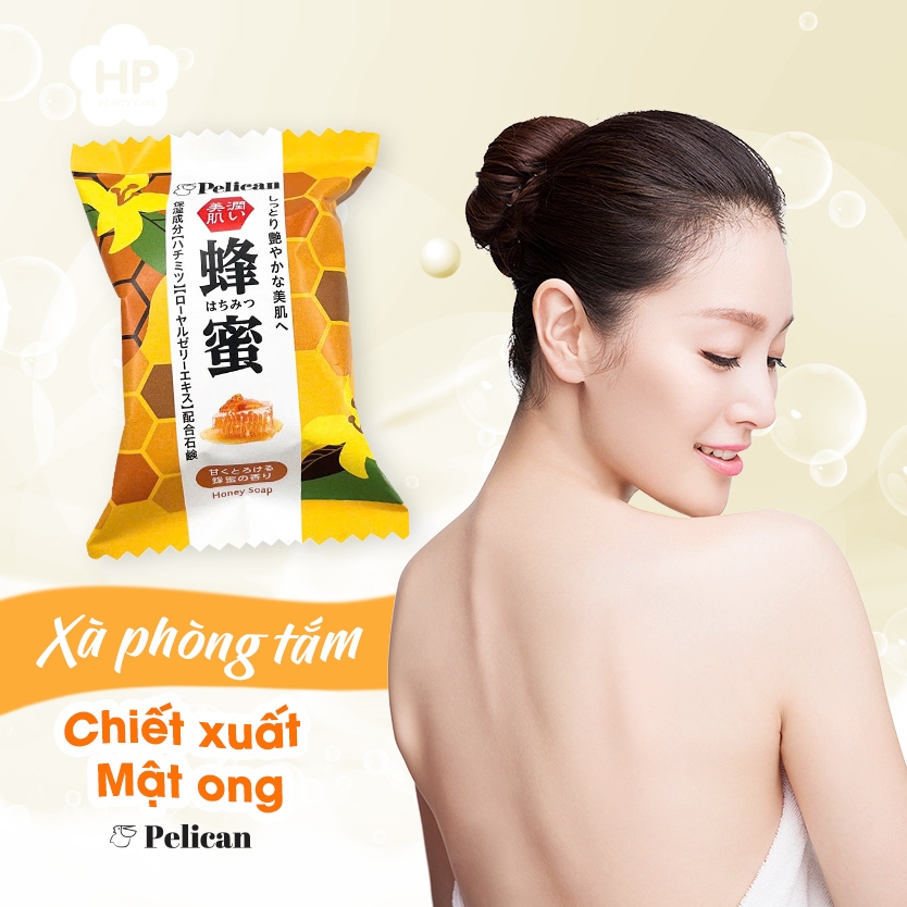 Xà Phòng Tắm Sáng Mịn Da Chiết Xuất Mật Ong Pelican Family Soap Honey (80g)
