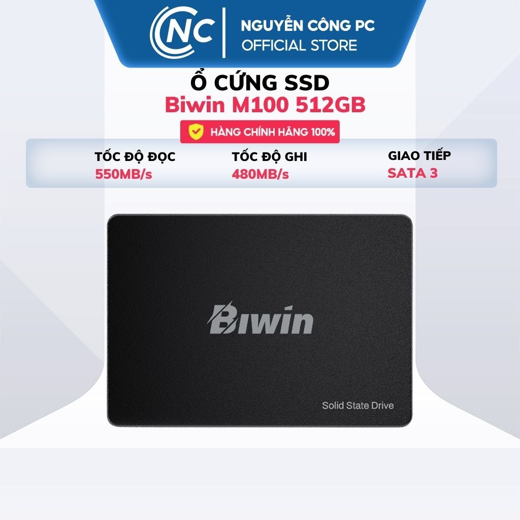 Ổ Cứng SSD Biwin M100 512GB -SATA 3, 2.5 inch, 550MB/s Đọc - 480MB