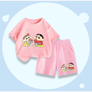Set Quần Áo Cotton Cho Bé – Hình Shin Và Em Gái Ăn Cơm Cute, Mềm Mại, Mát Mẻ Cả Ngày (M273)