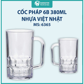 Cốc pháp 6B 380ml nhựa Việt Nhật có quai dáng đứng uống nước cà phê tiện lợi ms: 6365