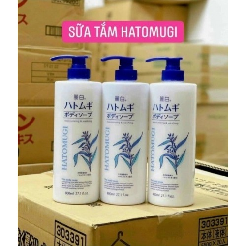 Sữa Tắm Trắng Da, Dưỡng ẩm HATOMUGI Hạt Ý Dĩ Nhật Bản - 600/800ml; Sữa tắm Ý Dĩ