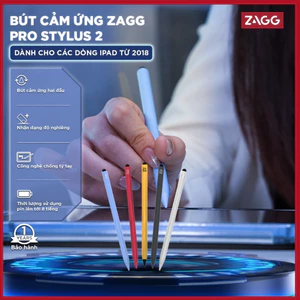 [TẶNG CỦ 20W] Bút Cảm Ứng iPad ZAGG Pro Stylus 2, Viết Mượt, Hút Nam Châm, Chống tì tay - Bảo Hành 1 năm