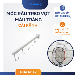 Móc râu treo các loại vợt/quần áo/balo/túi xách cài rãnh màu trắng dài 35cm có 5 móc râu nhỏ