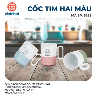 Ca cốc nhựa Việt Nhật 2 màu in hình dễ thương cho bé uống nước, sữa ms:6002 6261 6262 6263 6264 6265