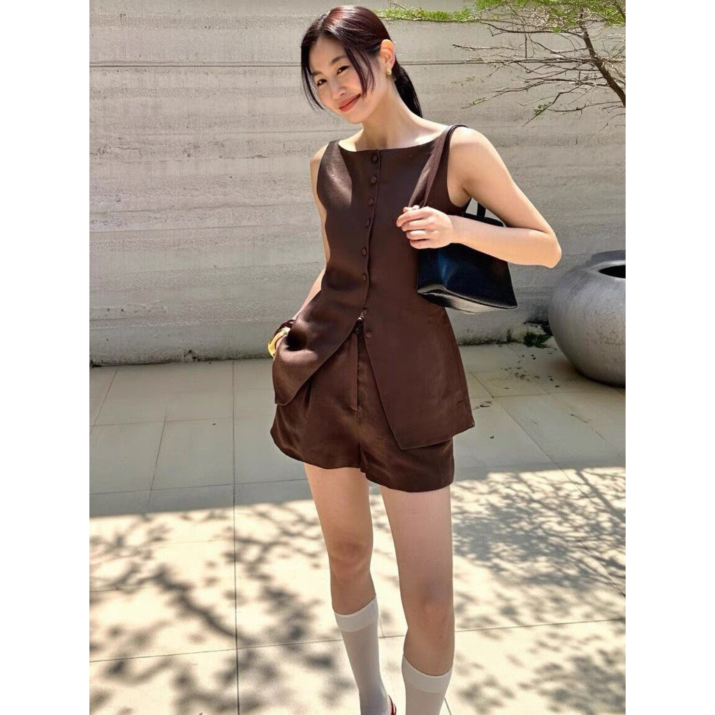𝗡𝗮𝗺𝗮 𝗟𝗶𝗻𝗲𝗻| BEELY | Set Linen gile+ SHORT basic nút bọc