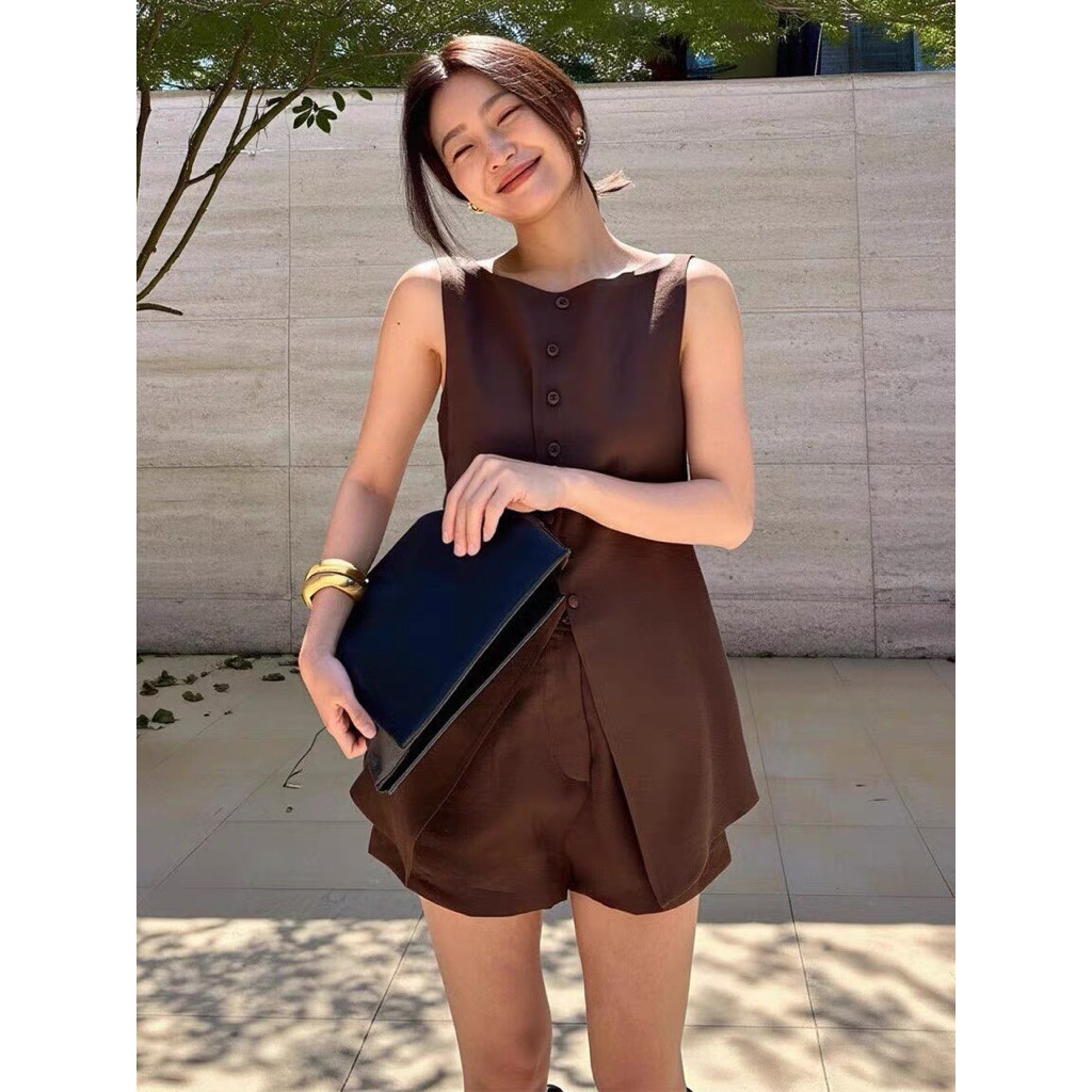 𝗡𝗮𝗺𝗮 𝗟𝗶𝗻𝗲𝗻| BEELY | Set Linen gile+ SHORT basic nút bọc